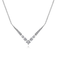 Gabriel Fashion Necklaces and Pendants 14K White Gold Diamond Chevron Necklace