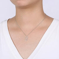 Gabriel Fashion Necklaces and Pendants 14K White Gold Inverted Teardrop Diamond Pendant Necklace