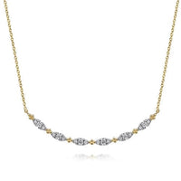 Gabriel Fashion Necklaces and Pendants 14K Yellow Gold Curved Bujukan Bar Diamond Necklace