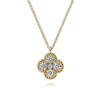 Gabriel Fashion Necklaces and Pendants 14K Yellow Gold Rope Diamond Pendant Necklace