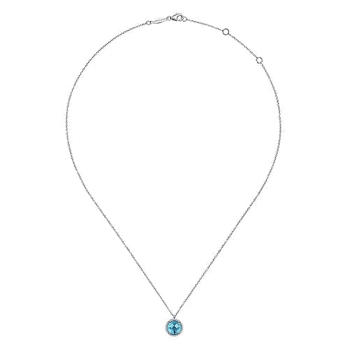 Gabriel Fashion Necklaces and Pendants 925 Sterling Silver Bujukan Swiss Blue Topaz Pendant Necklace