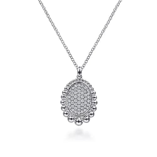Gabriel Fashion Necklaces and Pendants 925 Sterling Silver Bujukan White Sapphire Pave' Pendant Necklace