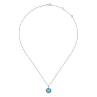 Gabriel Fashion Necklaces and Pendants 925 Sterling Silver Rock crystal and Turquoise Pendant Necklace