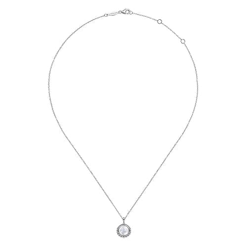 Gabriel Fashion Necklaces and Pendants 925 Sterling Silver Rock Crystal and White Mother of Pearl Pendant Necklace