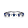 Gabriel Fashion Ring 14K White Gold Alternating Round Diamond and Sapphire Ring