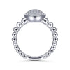 Gabriel Fashion Rings 925 Sterling Silver Oval Signet Ring with White Sapphire Pave