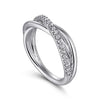 Gabriel Fashion Rings 925 Sterling Silver White Sapphire Pave Criss Cross Ring