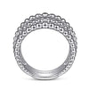Gabriel Fashion Rings 925 Sterling Silver White Sapphire Wide Bujukan Ring