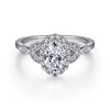 Katriane - Vintage Inspired 14K White Gold Oval Halo Diamond Engagement Ring - Everett Jewelry