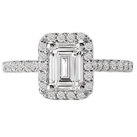 14kt Emerald Halo Ring with Side Diamonds ENGAGEMENT RINGS La Vie [Everett Jewelry Shreveport Louisiana]