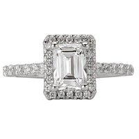 14kt Emerald Shaped Halo Ring ENGAGEMENT RINGS La Vie [Everett Jewelry Shreveport Louisiana]