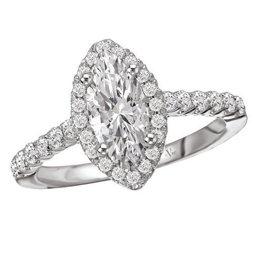 14kt Marquise Shaped Halo Ring ENGAGEMENT RINGS La Vie [Everett Jewelry Shreveport Louisiana]