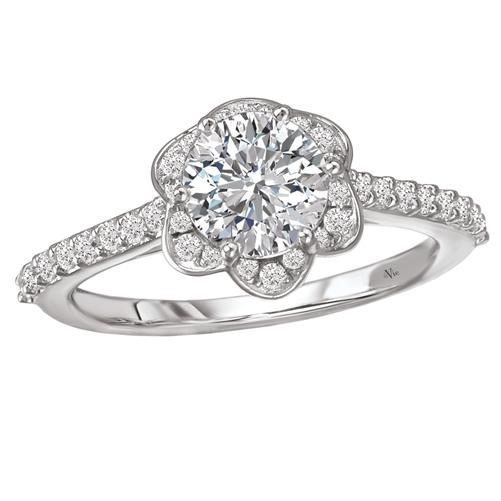 14kt Nature Inspired Halo Ring ENGAGEMENT RINGS La Vie [Everett Jewelry Shreveport Louisiana]