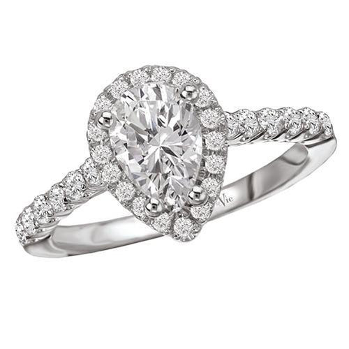 14kt Pear Shaped Halo Ring ENGAGEMENT RINGS La Vie [Everett Jewelry Shreveport Louisiana]