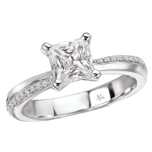 14kt Princess Engagement Ring with Side Diamonds ENGAGEMENT RINGS La Vie [Everett Jewelry Shreveport Louisiana]