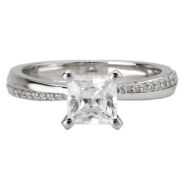 14kt Princess Engagement Ring with Side Diamonds ENGAGEMENT RINGS La Vie [Everett Jewelry Shreveport Louisiana]