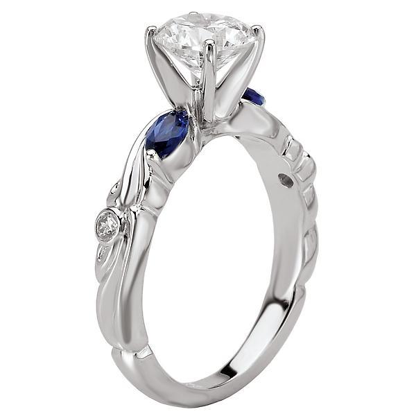 14kt Solitaire with Blue Sapphires ENGAGEMENT RINGS La Vie [Everett Jewelry Shreveport Louisiana]