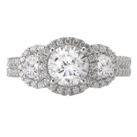 14kt Three Stone Halo Engagement Ring ENGAGEMENT RINGS La Vie [Everett Jewelry Shreveport Louisiana]