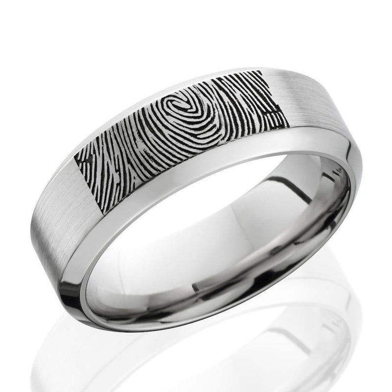 Cobalt Chrome with Fingerprint Wedding Band Men's Band Lashbrook Designs [Everett Jewelry Shreveport Louisiana]