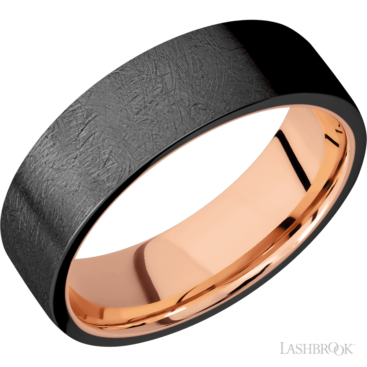 Lashbrook Designs Men's Band Zirconium band featuring 14k Rose Gold sleeve