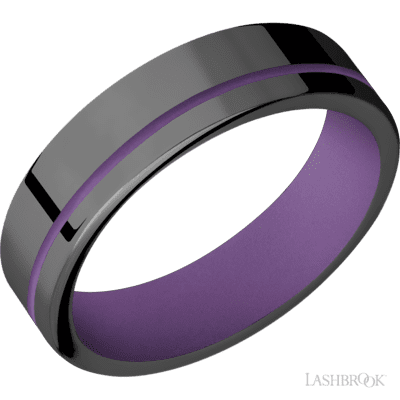 Lashbrook Designs Men's Band Zirconium band featuring Wild Purple sleeve and inlay