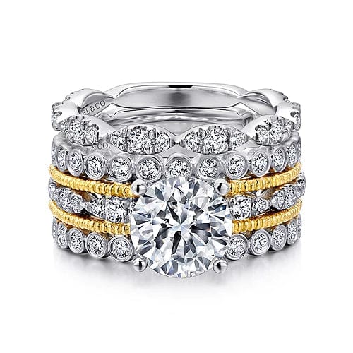 Lilith - 14K White - Yellow Gold Round Diamond Engagement Ring - Everett Jewelry