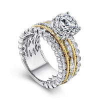 Lilith - 14K White - Yellow Gold Round Diamond Engagement Ring - Everett Jewelry