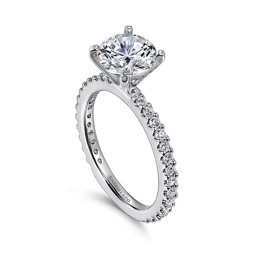 Logan - 14K White Gold Round Diamond Engagement Ring - Everett Jewelry