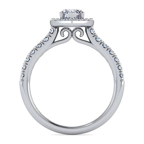 Lyla - 14K White Gold Marquise Halo Diamond Engagement Ring - Everett Jewelry