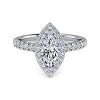 Lyla - 14K White Gold Marquise Halo Diamond Engagement Ring - Everett Jewelry