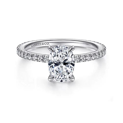 Noa - 14K White Gold Oval Diamond Engagement Ring - Everett Jewelry