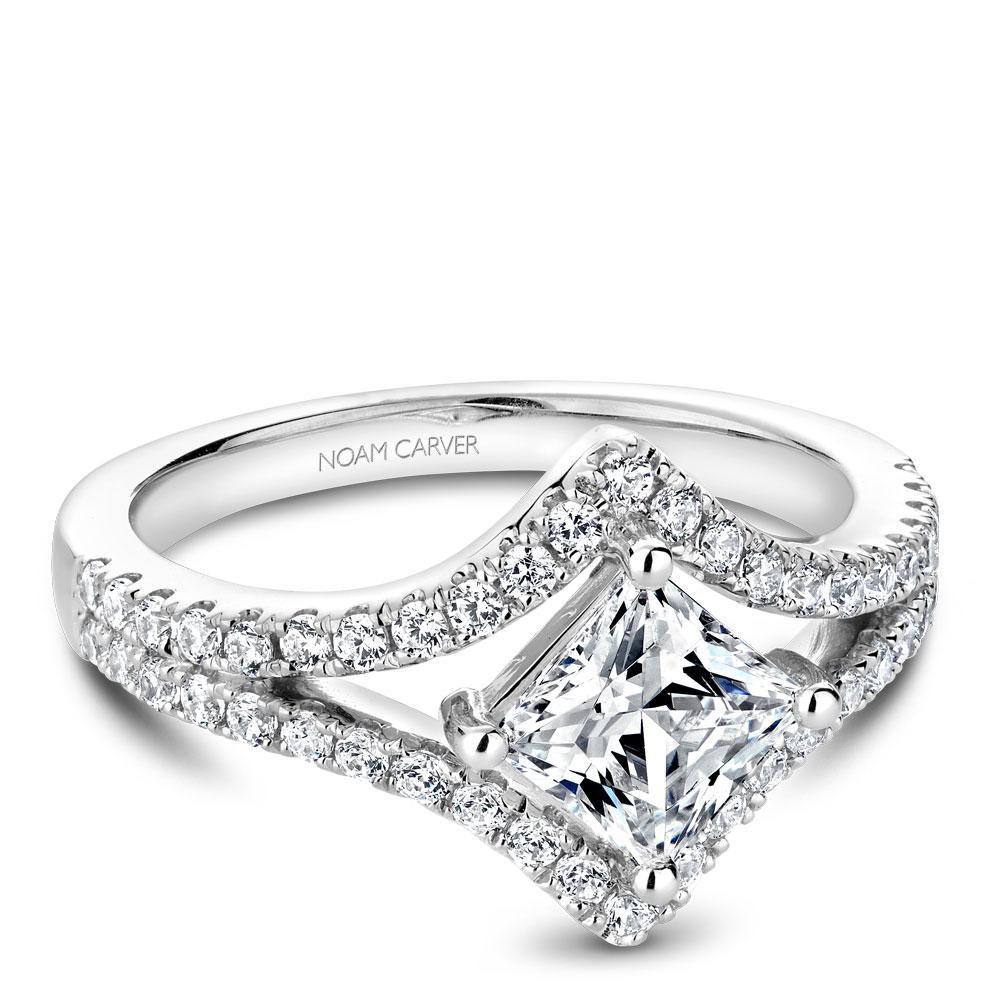 14kt Comtemporary Engagement Ring with Side Diamonds ENGAGEMENT RINGS Noam Carver [Everett Jewelry Shreveport Louisiana]