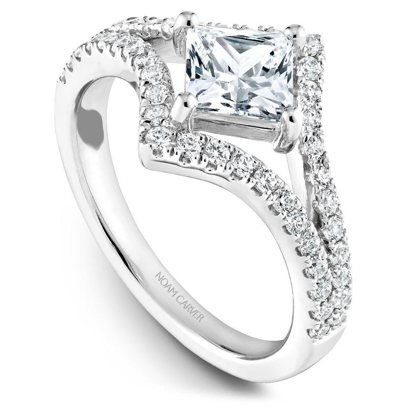 14kt Comtemporary Engagement Ring with Side Diamonds ENGAGEMENT RINGS Noam Carver [Everett Jewelry Shreveport Louisiana]