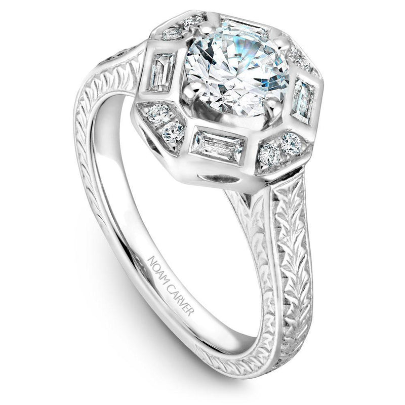 14kt Halo with Baguettes Engagement Ring ENGAGEMENT RINGS Noam Carver [Everett Jewelry Shreveport Louisiana]