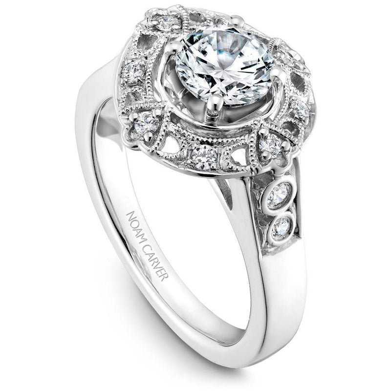 14kt Halo with Side Diamonds Engagement Ring ENGAGEMENT RINGS Noam Carver [Everett Jewelry Shreveport Louisiana]