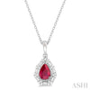 Pear Shape Gemstone & Baguette Diamond Pendant - Everett Jewelry