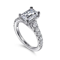 Piper - 14K White Gold Emerald Cut Diamond Engagement Ring - Everett Jewelry