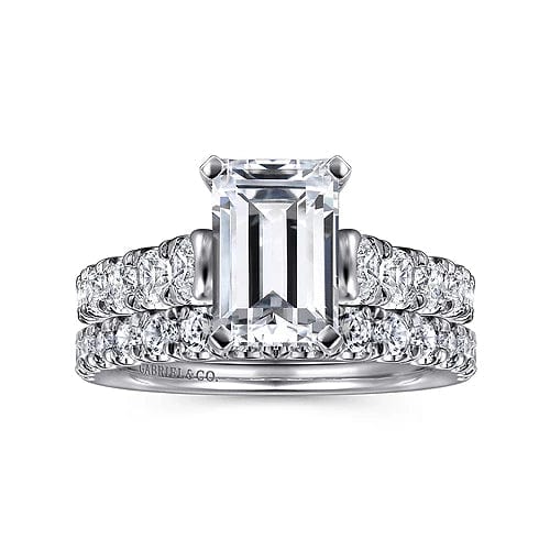 Piper - 14K White Gold Emerald Cut Diamond Engagement Ring - Everett Jewelry