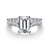 Piper - 14K White Gold Emerald Cut Diamond Engagement Ring - Everett Jewelry