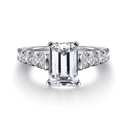 Piper - 14K White Gold Emerald Cut Diamond Engagement Ring - Everett Jewelry