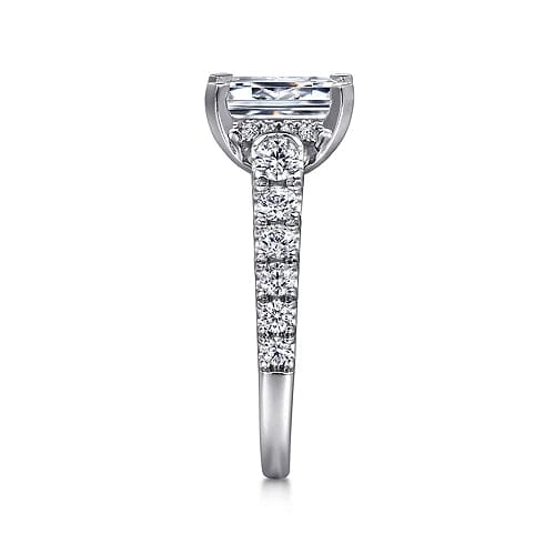 Piper - 14K White Gold Emerald Cut Diamond Engagement Ring - Everett Jewelry