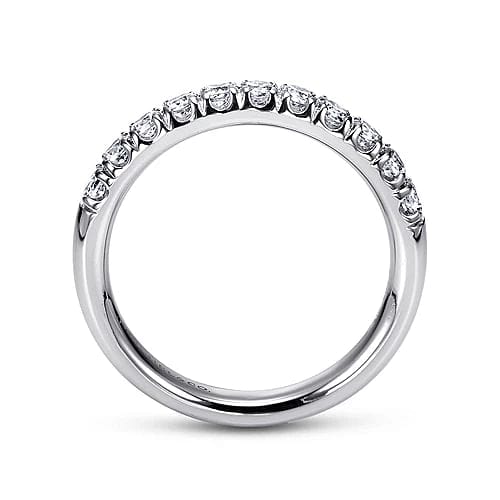Portofino - 14K White Gold 11 Stone French Pave Diamond Wedding Band - 0.47 ct - Everett Jewelry