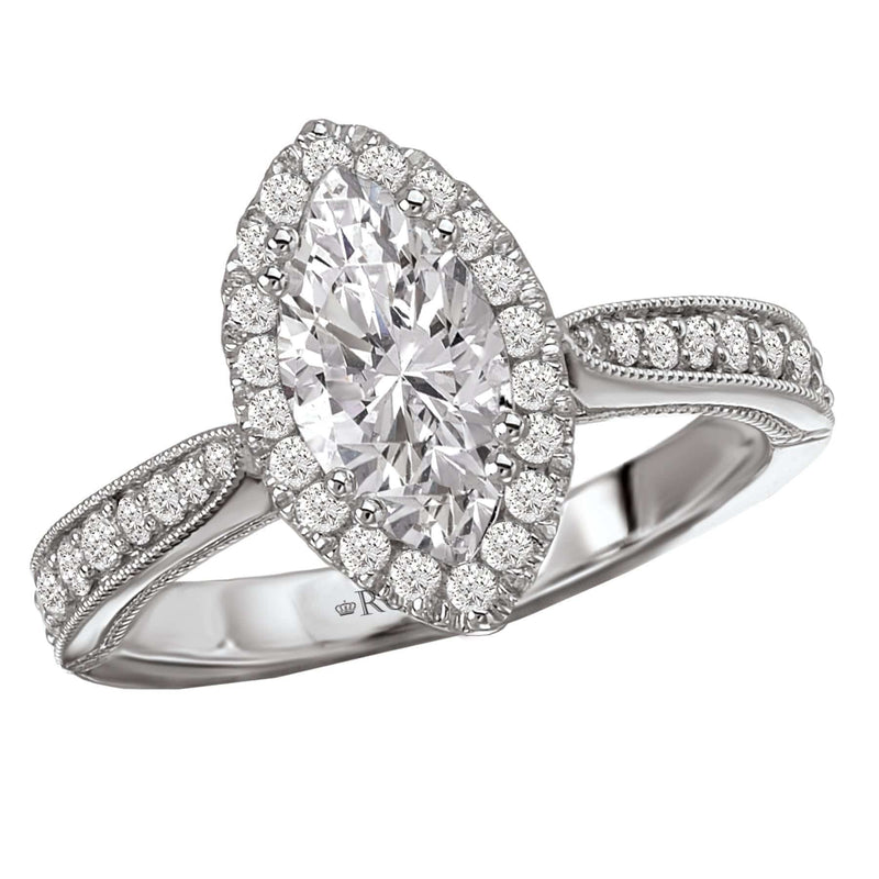 18kt Antique Halo Engagement Ring ENGAGEMENT RINGS Romance [Everett Jewelry Shreveport Louisiana]