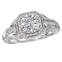 18kt Antique Style Halo Ring ENGAGEMENT RINGS Romance [Everett Jewelry Shreveport Louisiana]