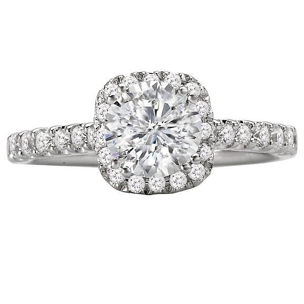 18kt Cushion Halo Engagement Ring ENGAGEMENT RINGS Romance [Everett Jewelry Shreveport Louisiana]