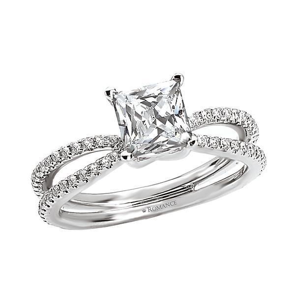 18kt Diamond Accented Split Shank Solitaire ENGAGEMENT RINGS Romance [Everett Jewelry Shreveport Louisiana]