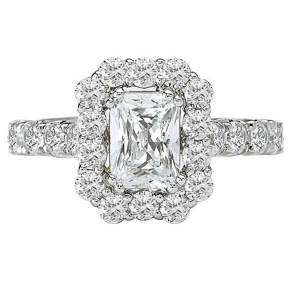 18kt Emerald Halo Engagement Ring ENGAGEMENT RINGS Romance [Everett Jewelry Shreveport Louisiana]