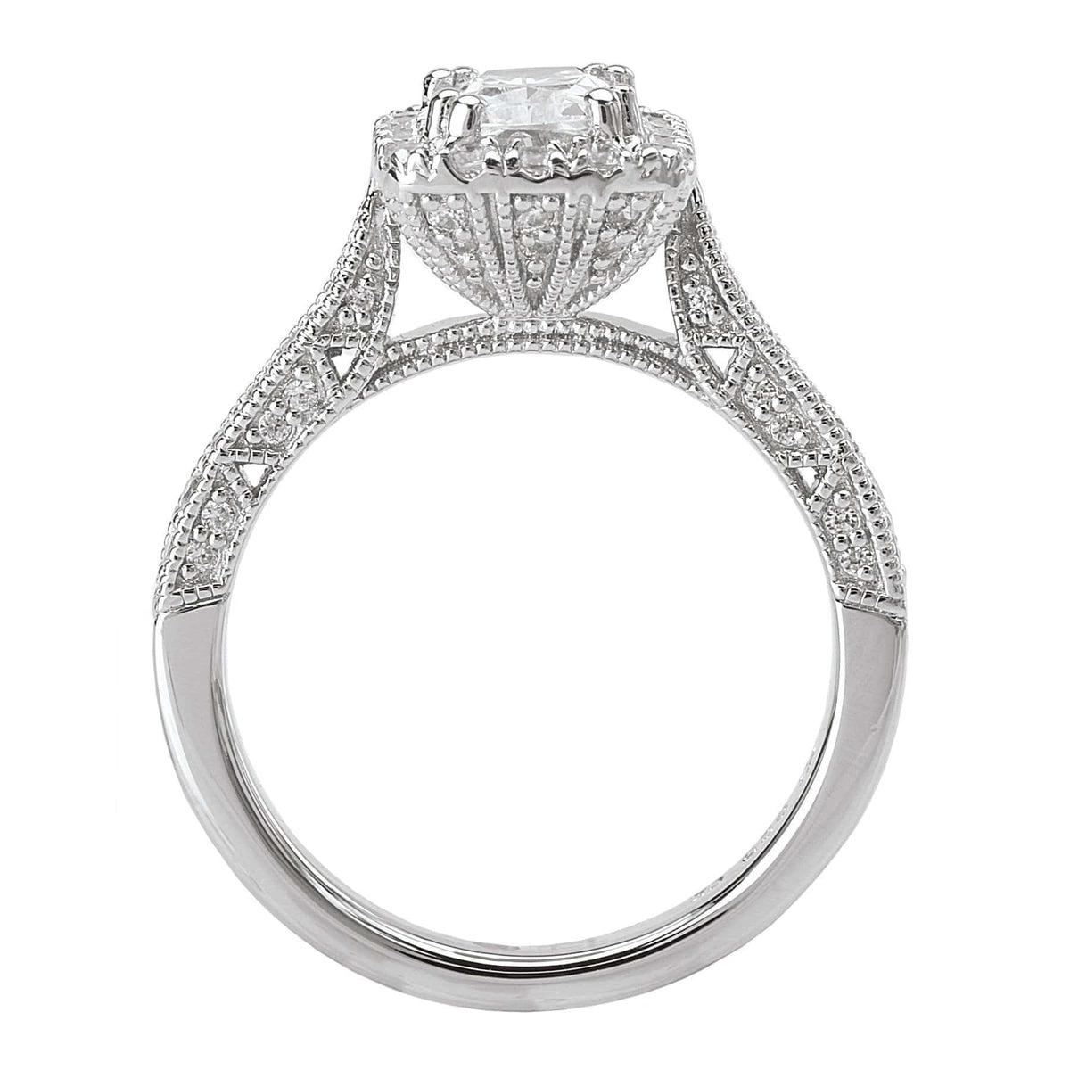 18kt Emerald Halo Engagement Ring ENGAGEMENT RINGS Romance [Everett Jewelry Shreveport Louisiana]