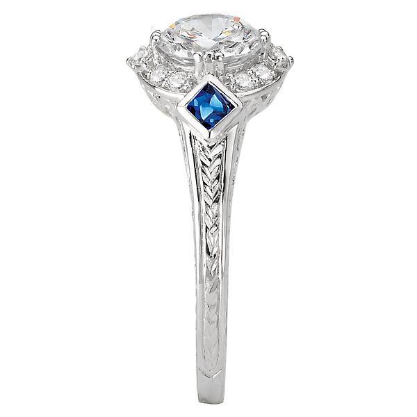 18kt Halo with Sapphires ENGAGEMENT RINGS Romance [Everett Jewelry Shreveport Louisiana]