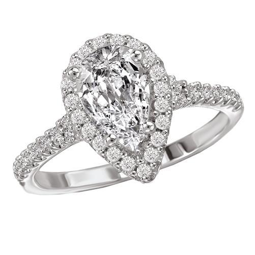 18kt Pear Halo Engagement Ring ENGAGEMENT RINGS Romance [Everett Jewelry Shreveport Louisiana]